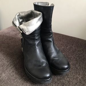 Fly London , Yex black leather fold over bootie